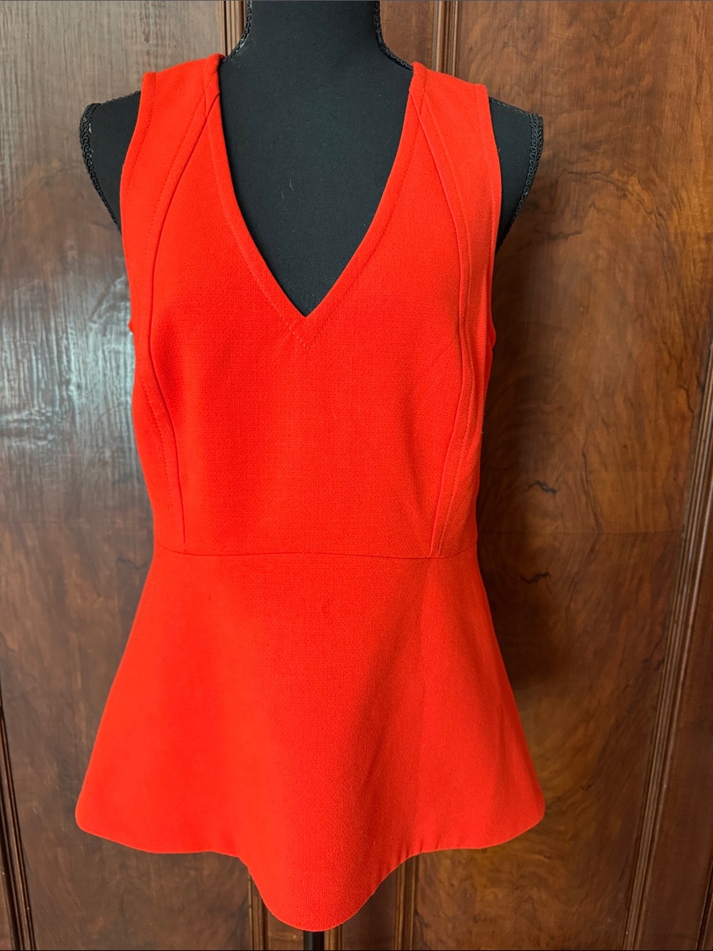 leifsdottir Anthropologie Reddish Orange V-Neck Peplum Top